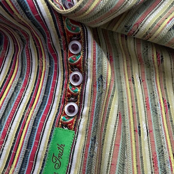 Robert Graham Shirt Mens XLT XL Tall Flip Cuff Multicolor Striped Party - Picture 5 of 13